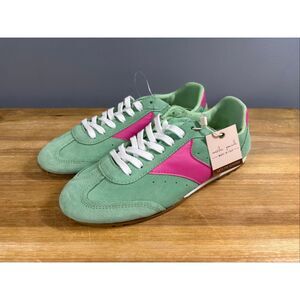 Mila Paoli Mint & Pink Genuine Leather Italian Made Sneakers Size 9.5